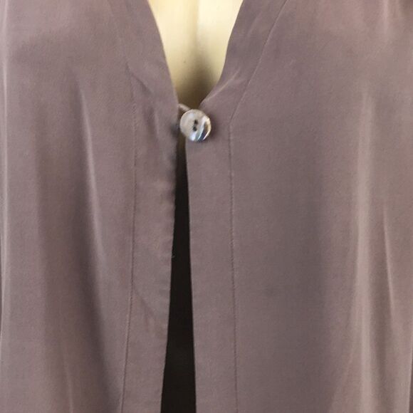 Eileen Fisher Brown Top Button Front Silk Tunic Top M/L - Picture 8 of 12